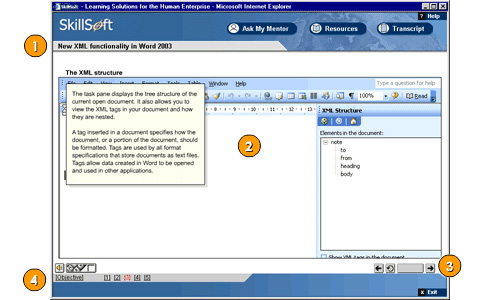 Topic navigation screen, numbered one through 4