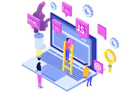 Iustracija sučelja računala i ikona programskih jezika